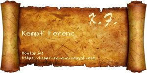 Kempf Ferenc névjegykártya